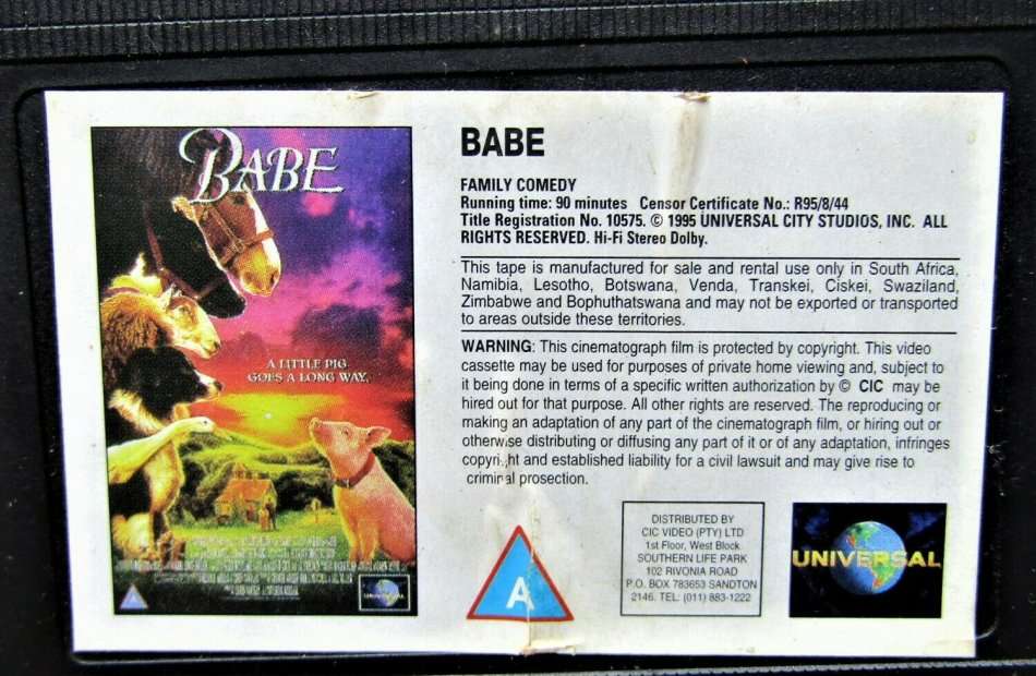 Babe - A Little Pig Goes a Long Way - VHS Tape (1995)