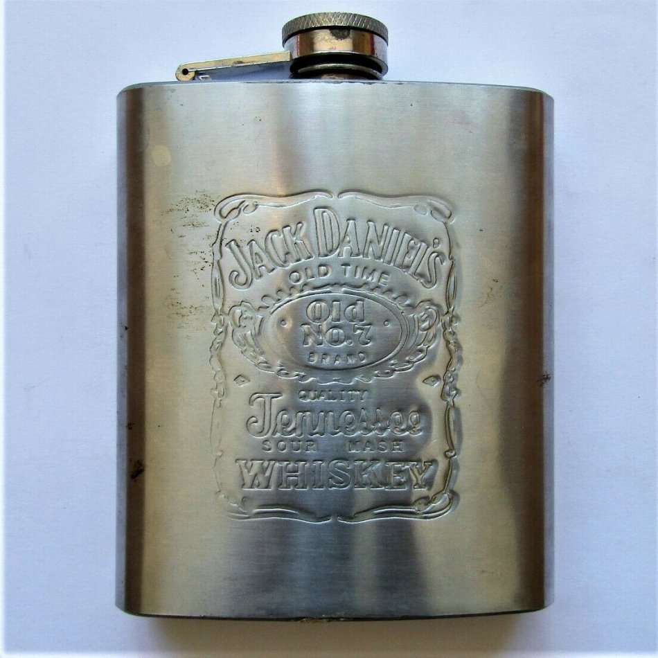 Old Jack Daniels Whiskey Stainless Steel Hip Flask
