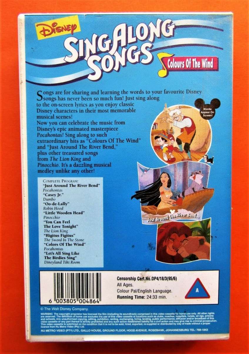 Sing Along Songs - Colours of the Wind - Disney VHS Tape (1995)