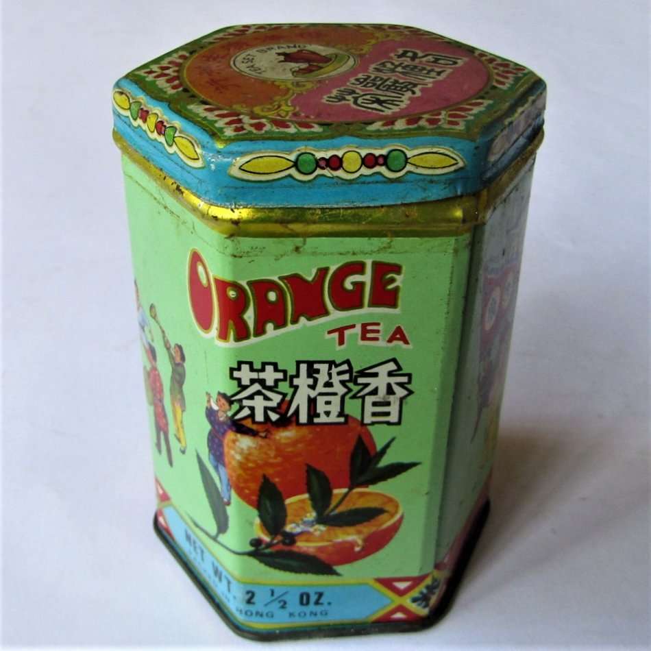 Vintage Made in Hong Kong Orange Tea Tin
