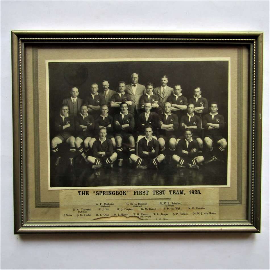 1928 Springbok First Test Team Framed Rugby Photo