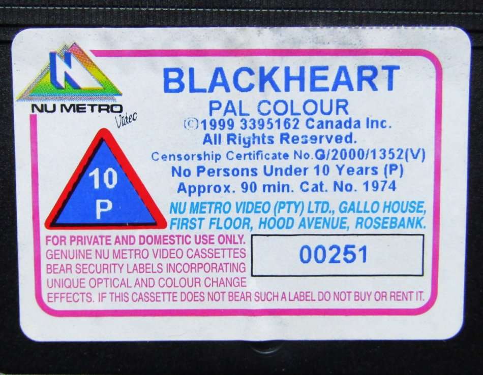 Blackheart: Monster Smasher - Horror Movie VHS Tape (2000)