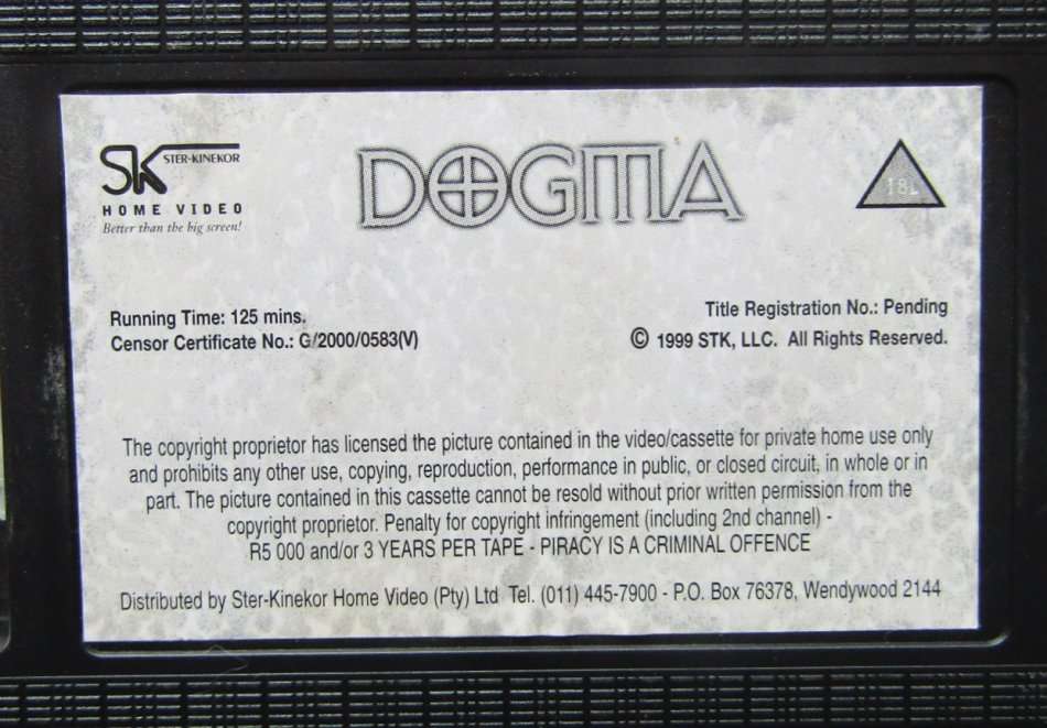 Dogma - Ben Affleck - VHS Tape (1999)
