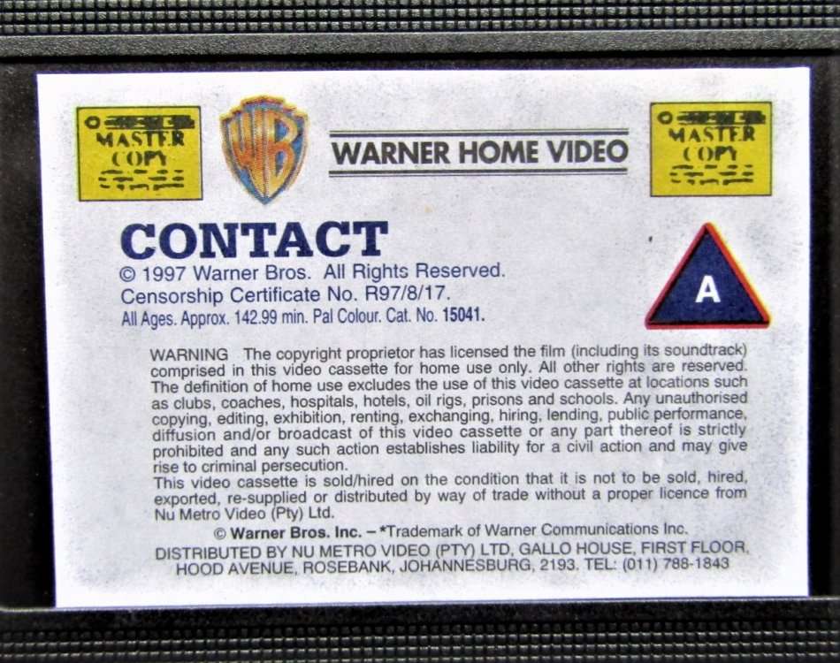 Contact - Jodie Foster - Sci-Fi VHS Tape (1997)
