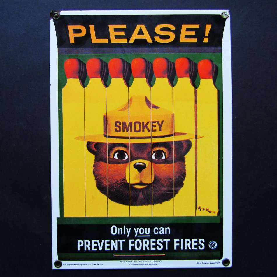 1988 Smokey the Bear Metal Sign
