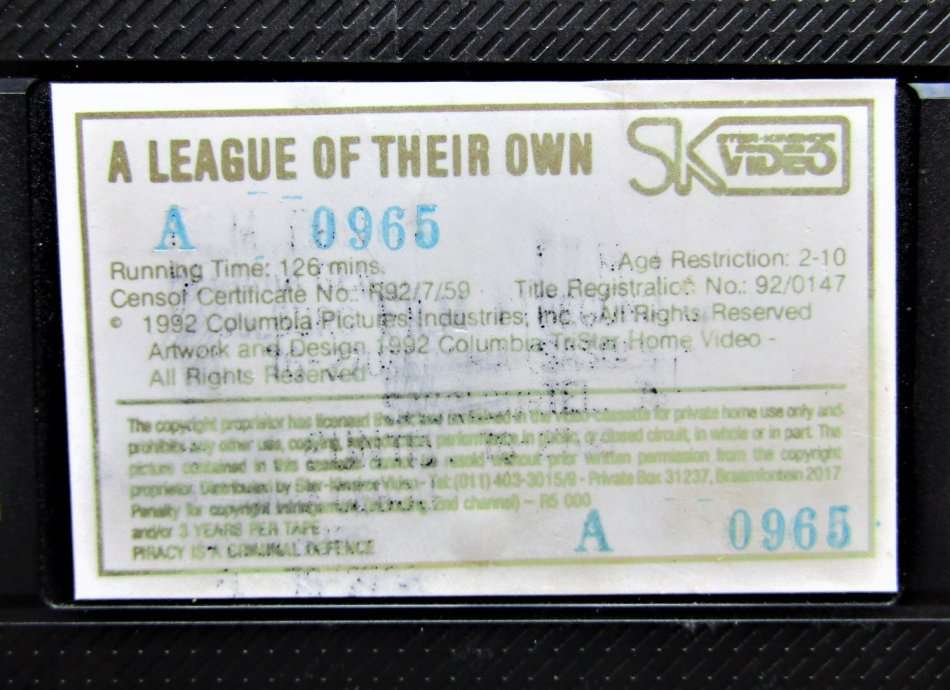 A League of Their Own - Tom Hanks - Movie VHS Tape (1992)