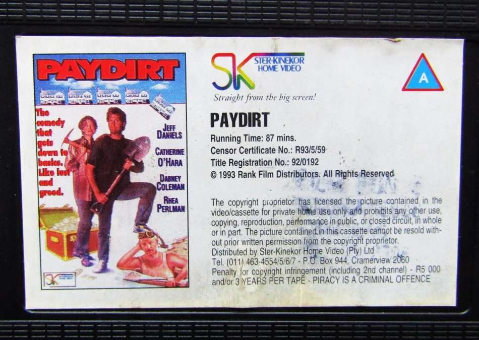 Paydirt - Jeff Daniels - VHS Tape (1993)