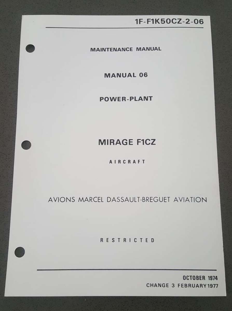 Original Mirage F1CZ Aircraft Manuals