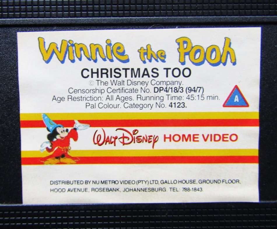 Winnie the Pooh - Christmas Too - Disney VHS Tape (1994)