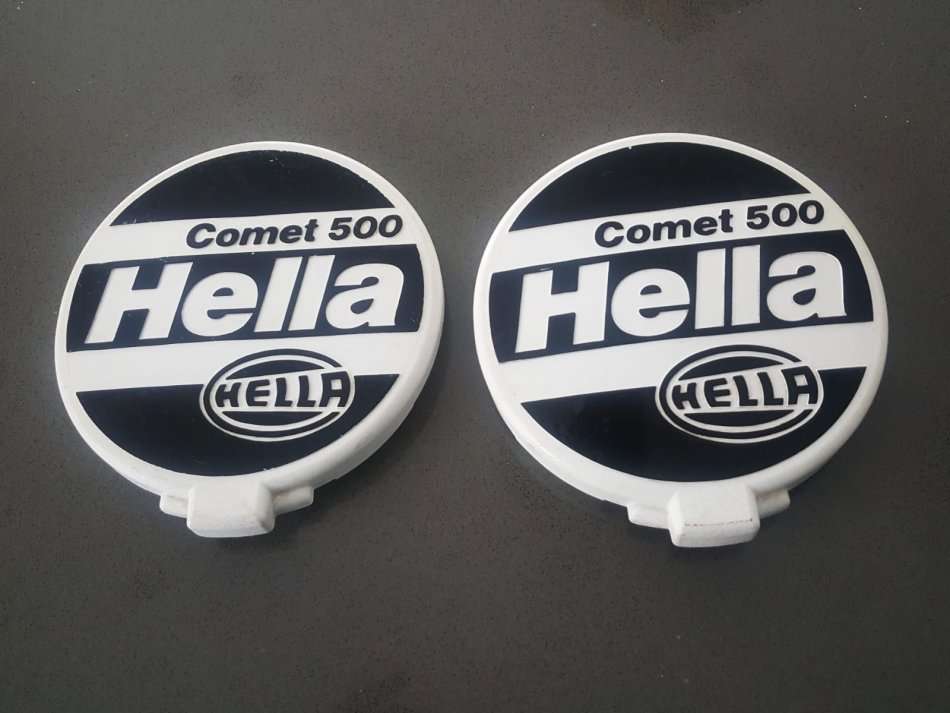 2 Vintage Hella Comet 500 Motor Car Spotlight Covers