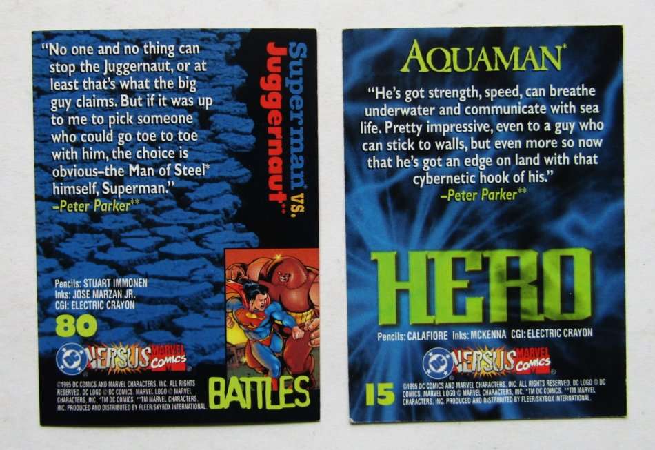 12 Trading Cards - DC Versus Marvel (1995)
