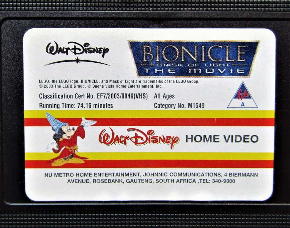 Bionicle: Mask of Light - The Movie - Disney VHS Tape (2003)