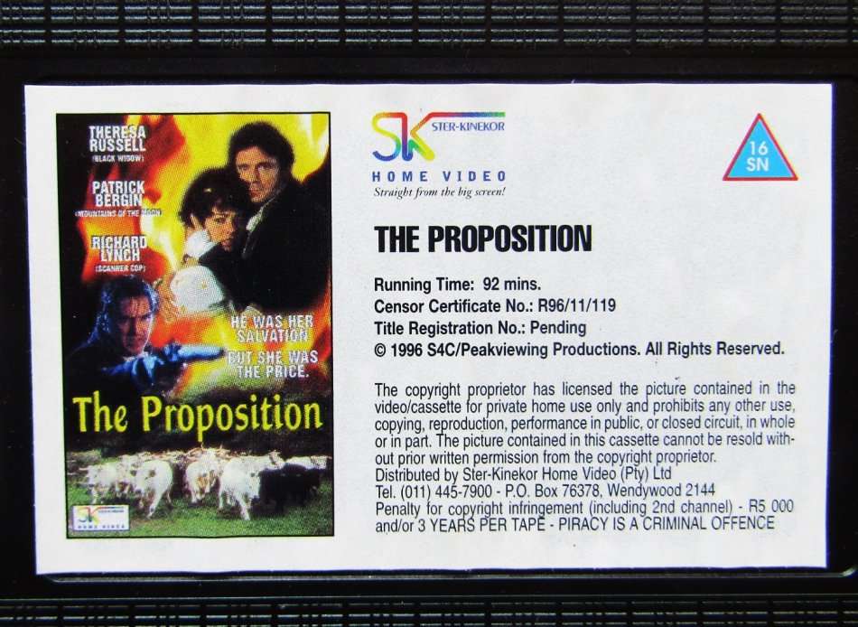 The Proposition - Theresa Russell - VHS Tape (1996)