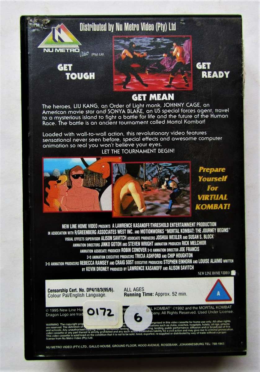 Mortal Kombat - Animated Version - VHS Video Tape (1995)