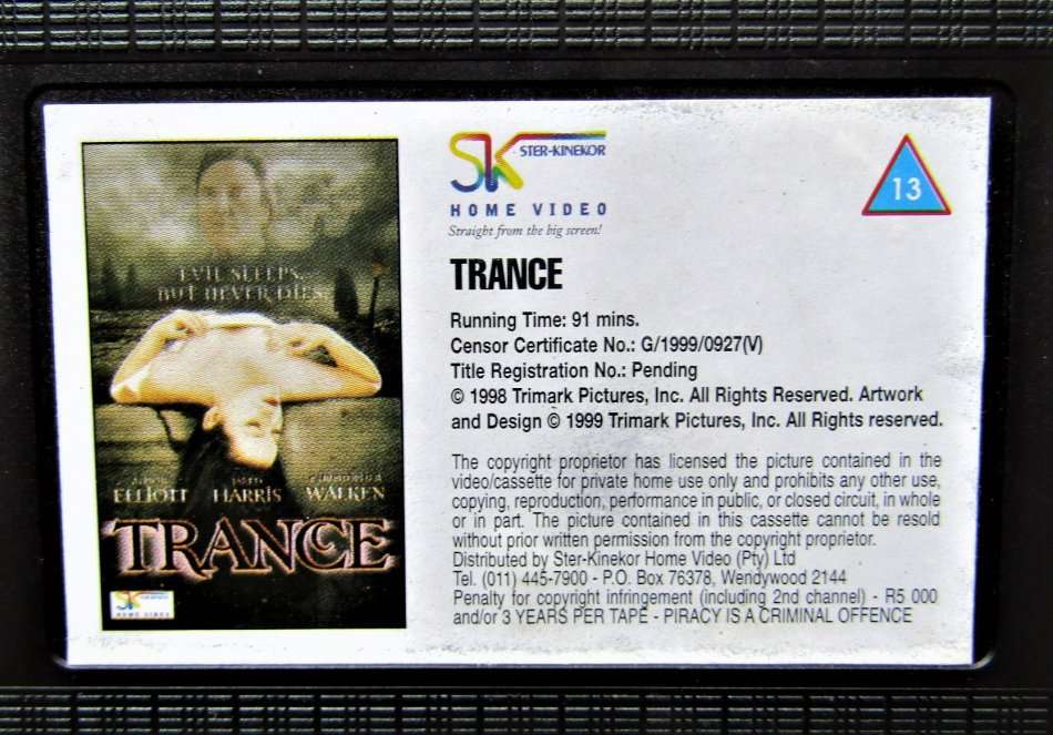 Trance - Christopher Walken - Horror VHS Tape (1999)