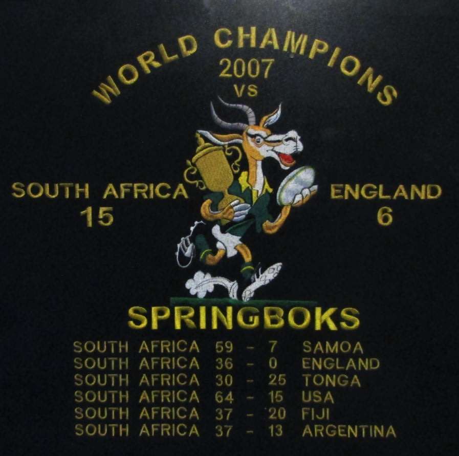 2007 Springboks World Champions Framed Rugby Display