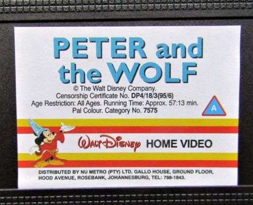 Peter and the Wolf - Disney VHS Tape (1995)