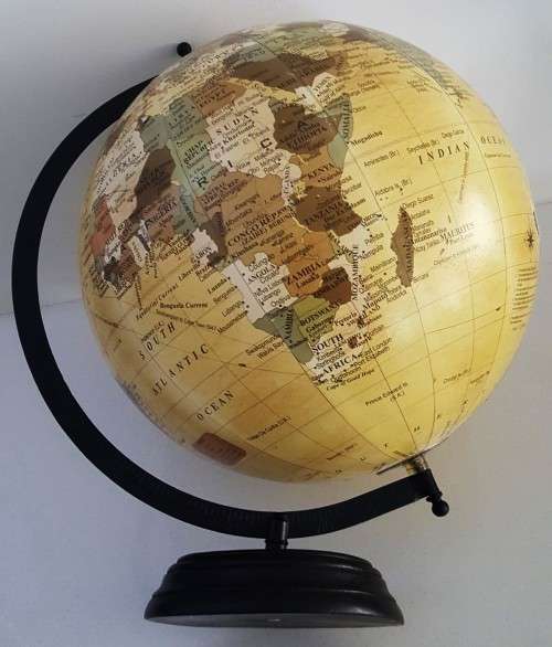 Large World Globe with Wooden Base