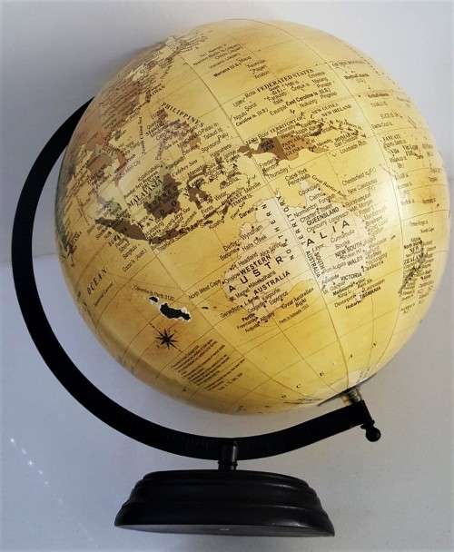 Large World Globe with Wooden Base