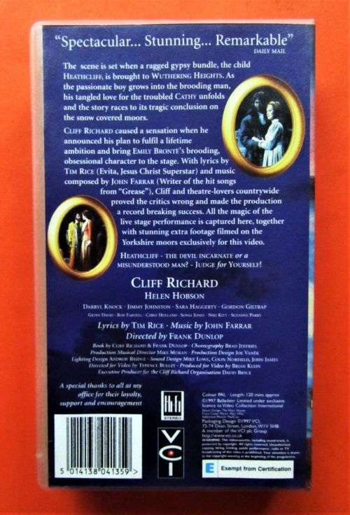 Heathcliff starring Cliff Richard - VHS Video Tape (1997)