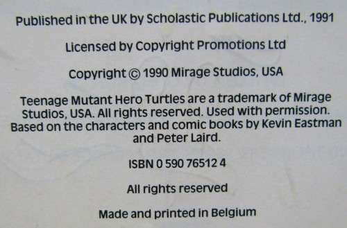 1991 Teenage Mutant Ninja Turtles Story Book