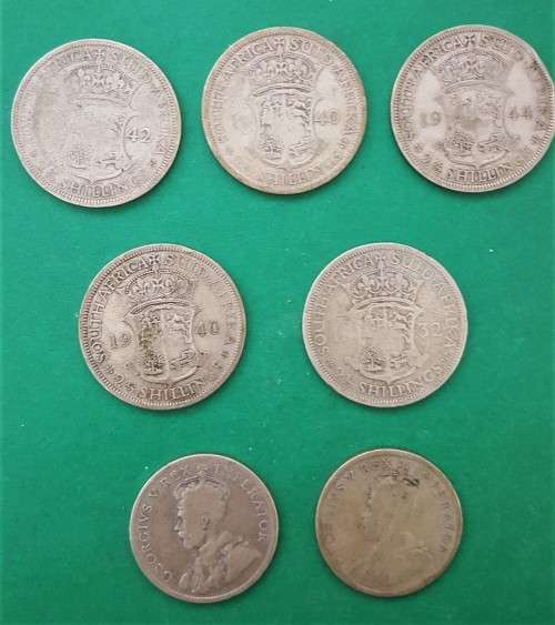 5 SA Two and a Half Shillings and 2 SA Two Shillings Coins - 80% Silver