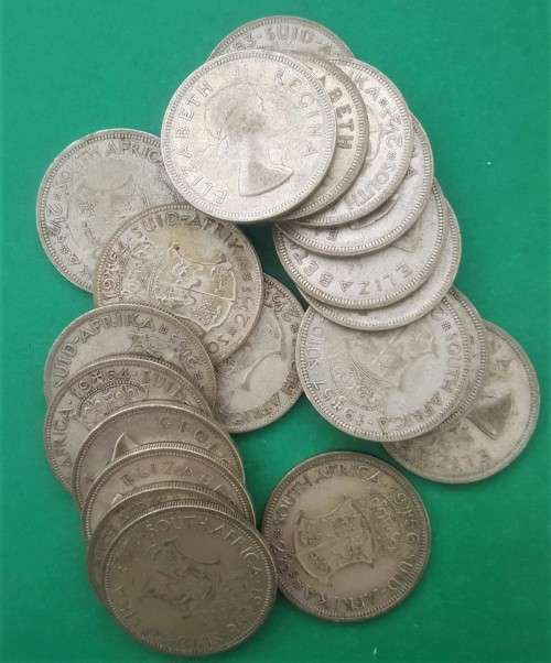 Lot of 20 SA Two and a Half Shillings Coins - 50% Silver