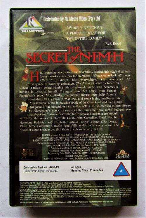 The Secret of NIMH - Animation VHS Tape (1996)