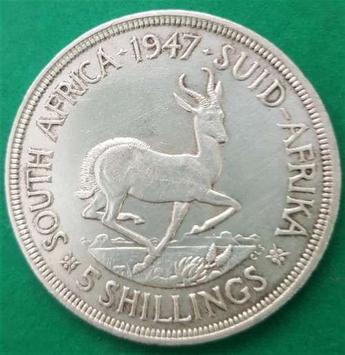 1947 SA Five Shillings Silver Coin