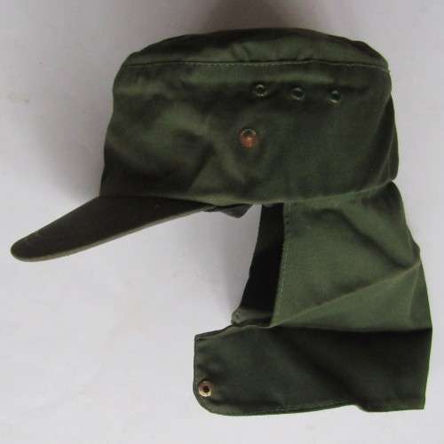 Old Olive Green Military Neck Flap Cap