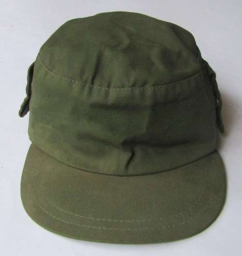 Old Olive Green Military Neck Flap Cap