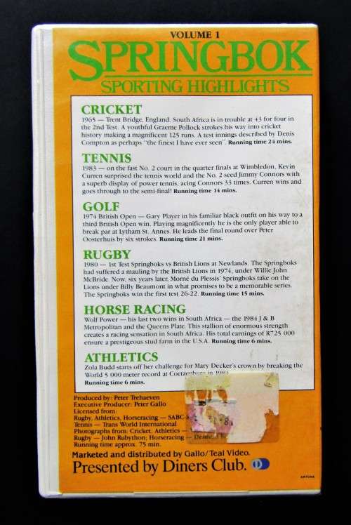 Old Springbok Sporting Highlights VHS Video Tape
