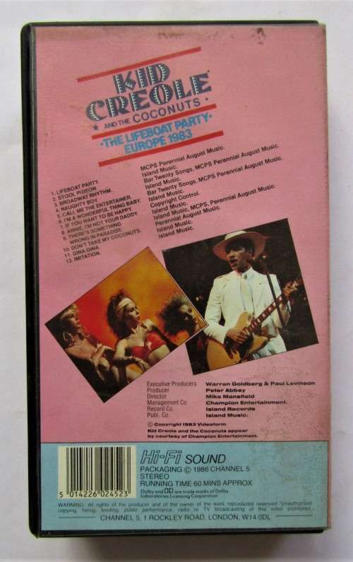 Kid Creole and the Coconuts - The Lifeboat Party - VHS Video Tape (1986)