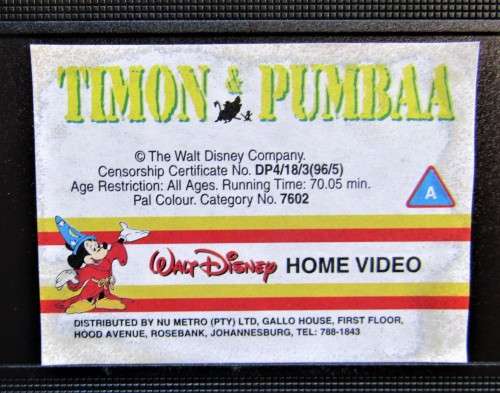 Timon & Pumbaa - Disney VHS Tape (1996)