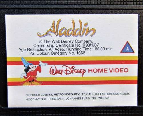 Aladdin - Disney VHS Tape (1993)