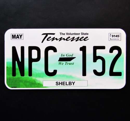 USA Tennessee State Car Number Plate