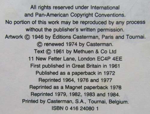 Tintin Shooting Star Book from 1984