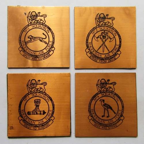 Old Rhodesian Air Force Squadrons 1 to 4 Beer Coaster Plaques