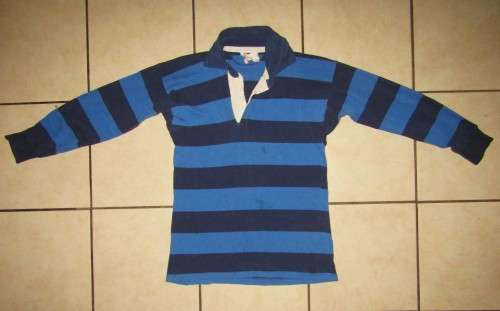 Vintage Blue Striped Long Sleeve Rugby Jersey