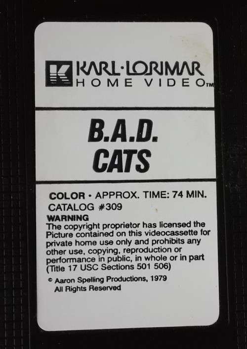 B.A.D. Cats - Michelle Pfeiffer - TV Series VHS Tape (1979)