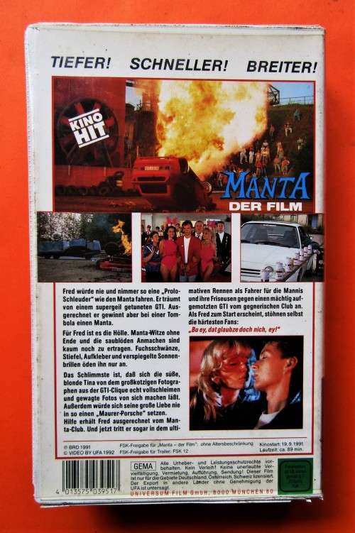 Manta Der Film - German VHS Video Tape (1992)