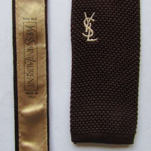 Vintage Yves Saint Laurent Designer Pure Silk Square Neck Tie