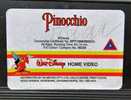 Pinocchio: 60th Anniversary Edition - Walt Disney VHS Tape (1999)