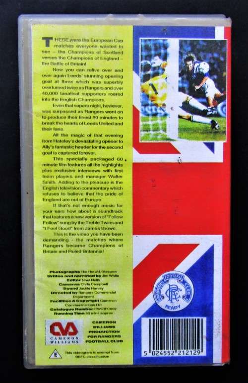 Battle of Britain - Rangers vs Leeds United - Football VHS Video Tape