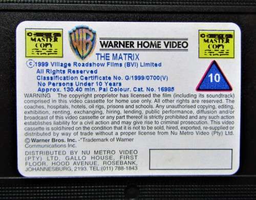 The Matrix - Keanu Reeves - VHS Video Tape (1999)