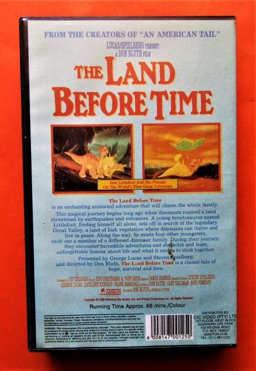 The Land Before Time - Animated Adventure VHS Tape (1989)