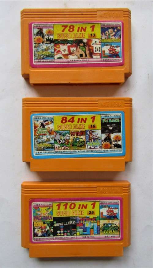Old 8 Bit TV Game Cartridges and Gun
