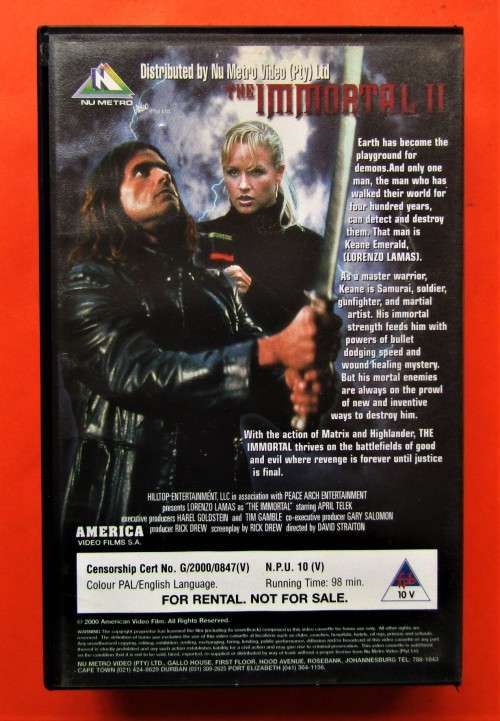 The Immortal II - Action Fantasy VHS Tape (2000)