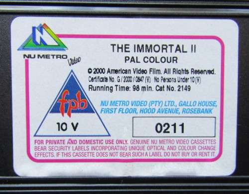 The Immortal II - Action Fantasy VHS Tape (2000)