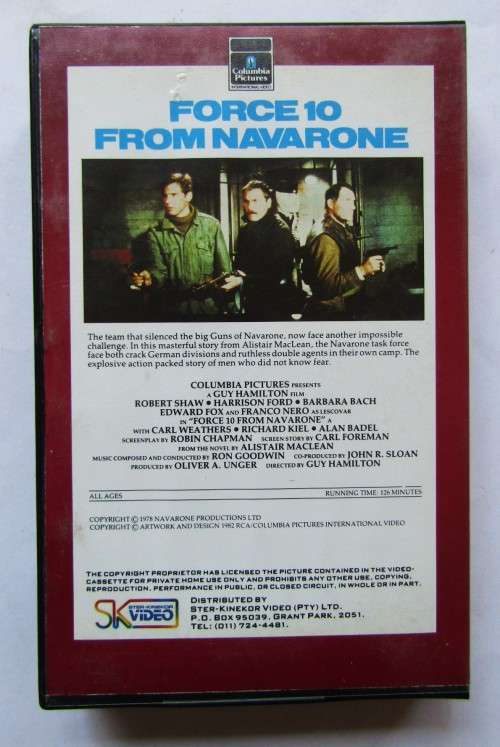 Force 10 from Navarone - Harrison Ford - War Action VHS Tape (1982)